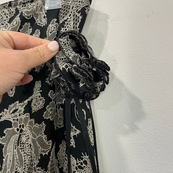 Cami International Y2K Floral Midi Skirt Black Beige Boho Size 16 - Picture 6 of 6